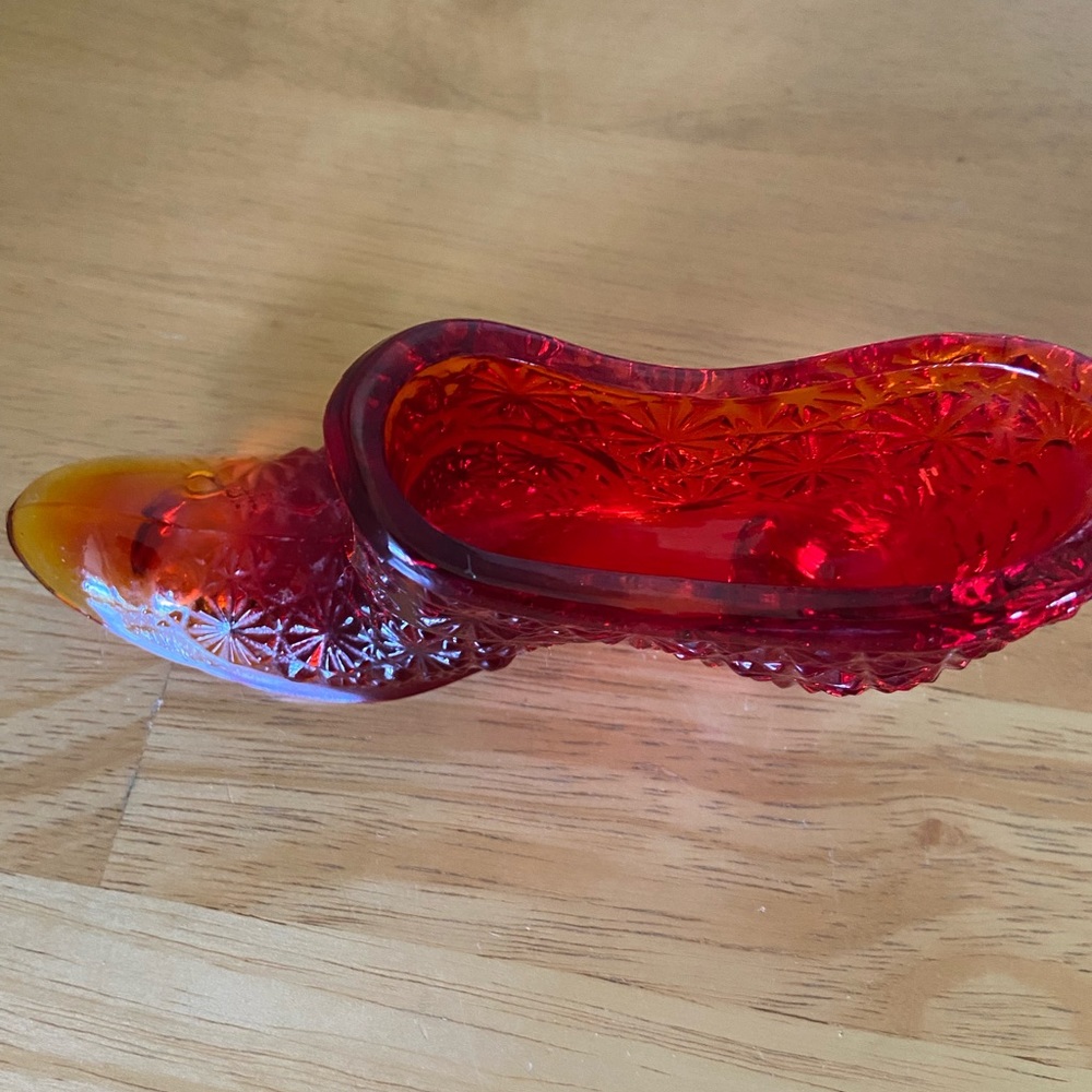 Glass antique ornament Shoe Mid Century Modern vintage